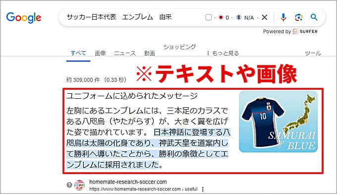 強調スニペットのテキスト・画像